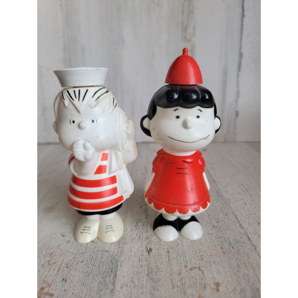 Avon‎ Lucy Linus empty vintage bubble bath shampoo bottle figure set collectible